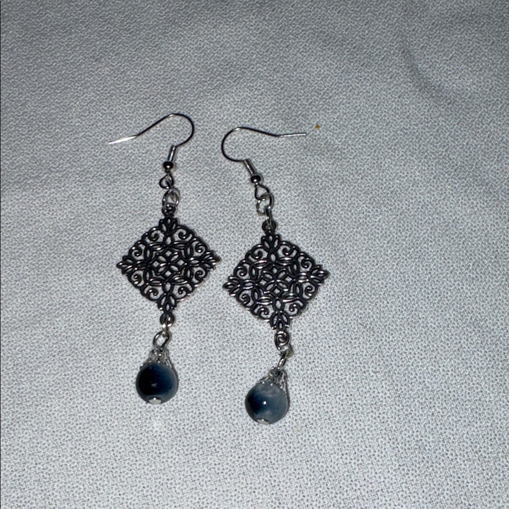 Elegant Silver Filigree Drop Earrings By Sassy Charmer